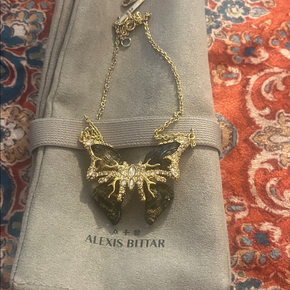 Alexis Bittar Gold and Black Butterfly Necklace